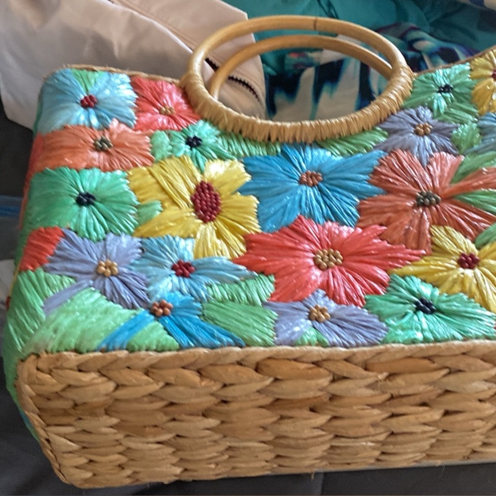 Coldwater Creek Floral Woven Tote